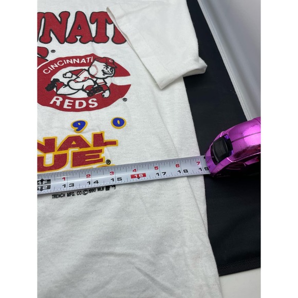 Vintage Trench Cincinnati Reds Size L 1990s World Series Single Stitch T-Shirt - Picture 9 of 9